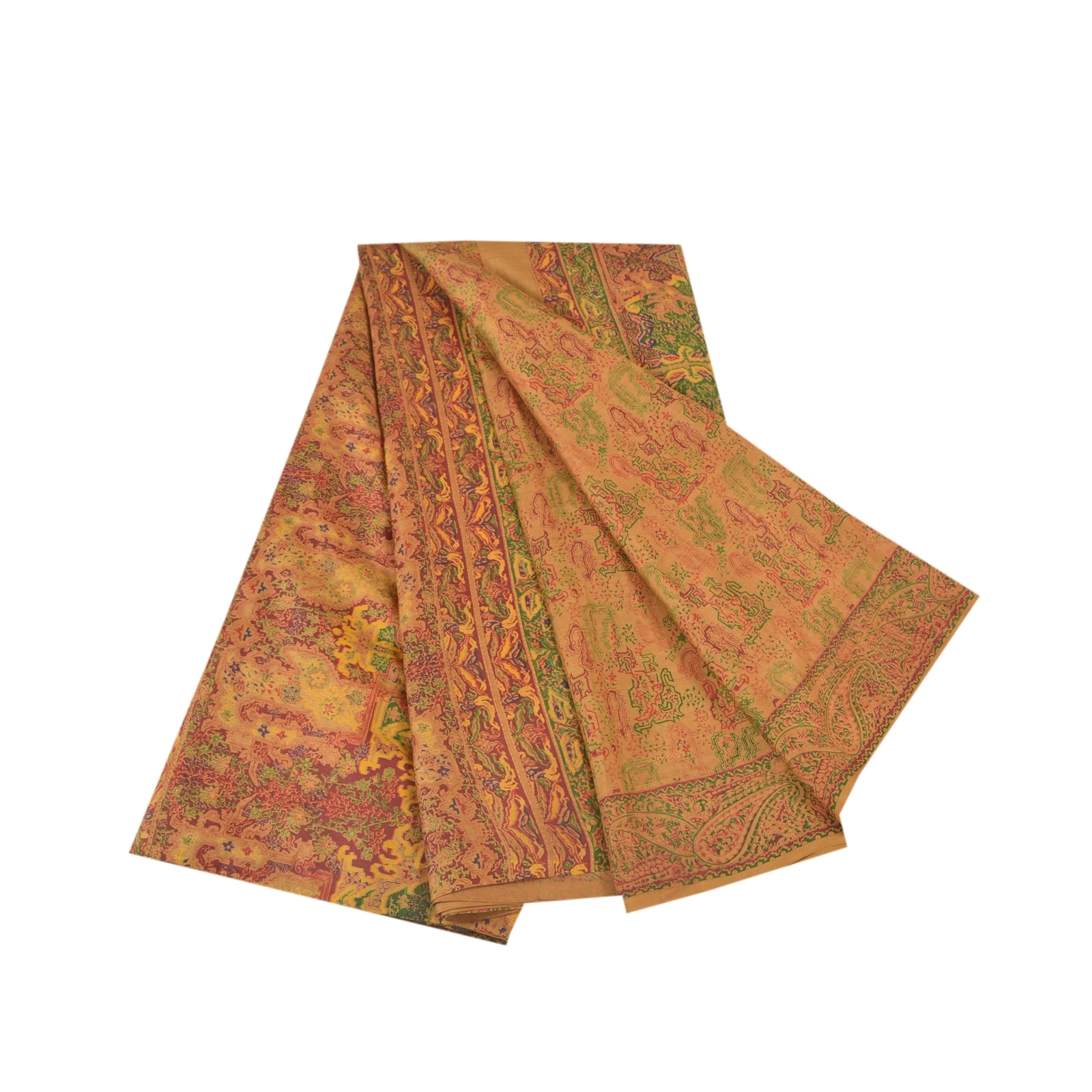 Sanskriti Vintage Brown Sarees 100% Pure Silk Printed Sari Floral Craft Fabric, PR-56268-Brown-Printed Floral Design-Pure Silk-7