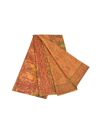 Sanskriti Vintage Brown Sarees 100% Pure Silk Printed Sari Floral Craft Fabric, PR-56268-Brown-Printed Floral Design-Pure Silk-7