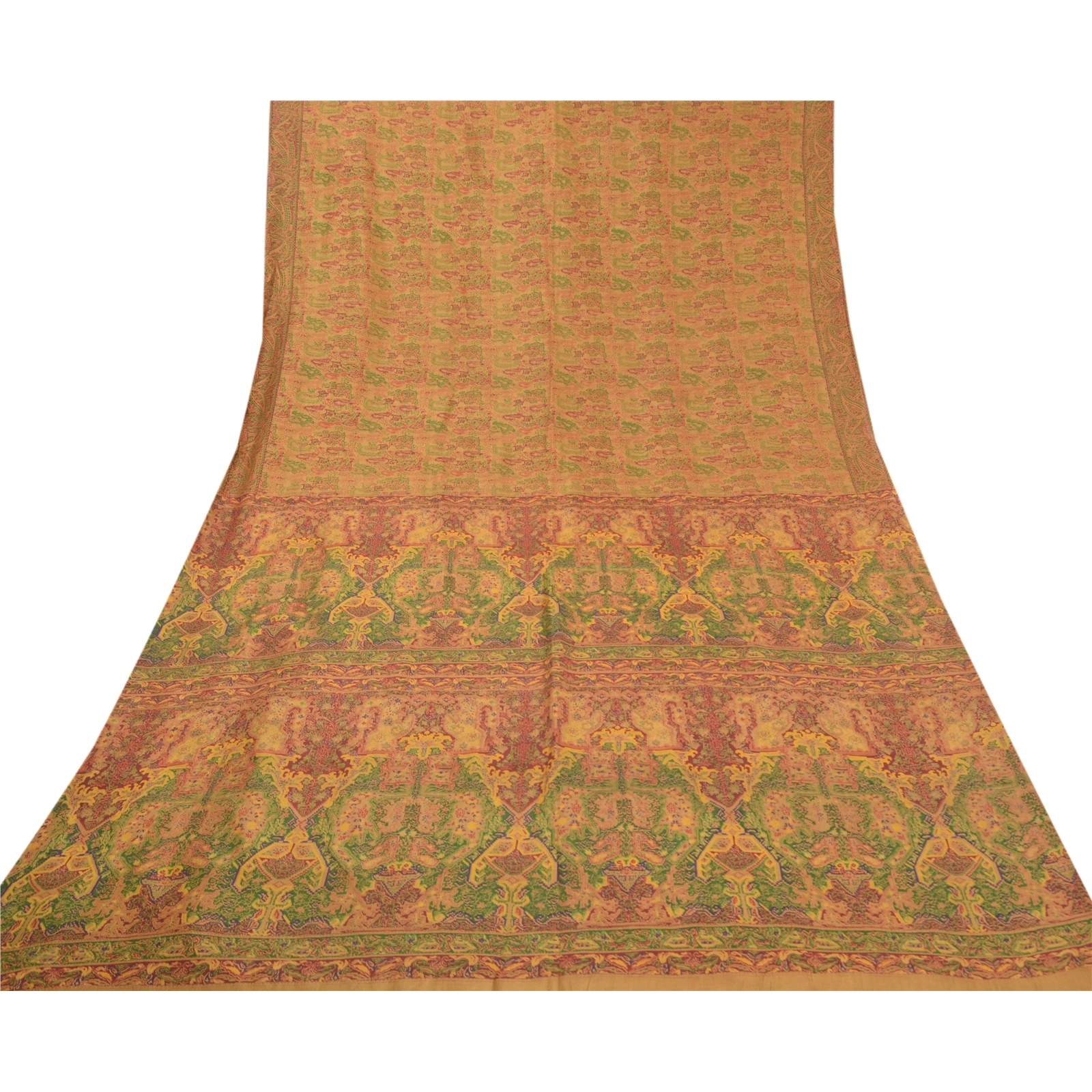 Sanskriti Vintage Brown Sarees 100% Pure Silk Printed Sari Floral Craft Fabric, PR-56268-Brown-Printed Floral Design-Pure Silk-8