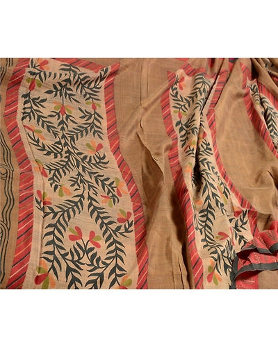 Sanskriti Vintage Dark Red Indian Sarees Pure Silk Printed Sari 5Yd Craft Fabric, PR-56323-Dark Red-Printed Floral Design-Pure Silk-1