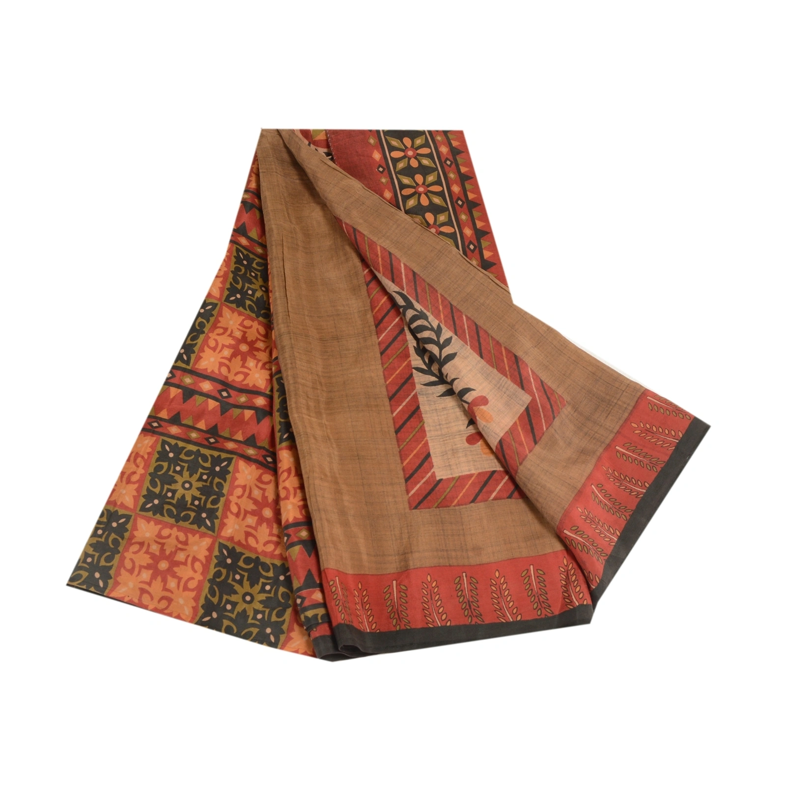 Sanskriti Vintage Dark Red Indian Sarees Pure Silk Printed Sari 5Yd Craft Fabric, PR-56323-Dark Red-Printed Floral Design-Pure Silk-7