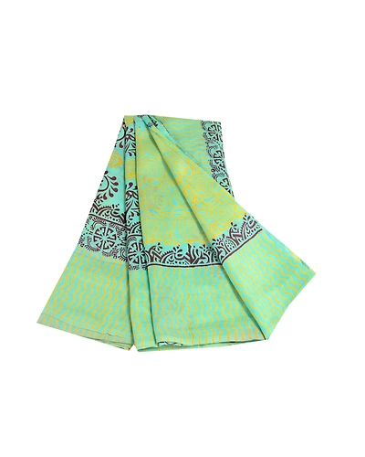 Sanskriti Vintage Sea Green Indian Sarees Pure Silk Printed Sari Craft Fabric, PR-56376-Sea Green-Printed Floral Design-Pure Silk-8