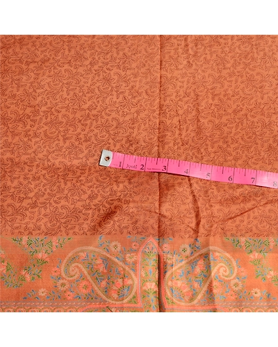 Sanskriti Vintage Brown Sarees Pure Silk Printed Sari Floral Soft Craft Fabric, PR-56483-Brown-Printed Floral Design-Pure Silk-1