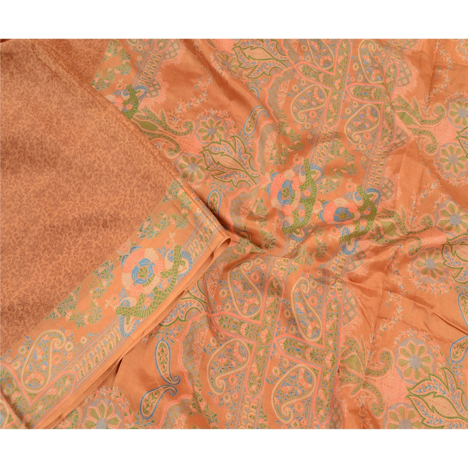 Sanskriti Vintage Brown Sarees Pure Silk Printed Sari Floral Soft Craft Fabric, PR-56483-Brown-Printed Floral Design-Pure Silk-3