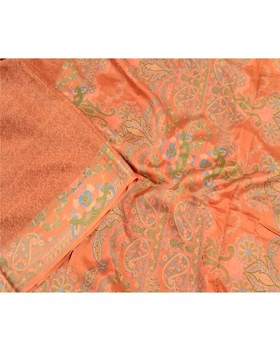 Sanskriti Vintage Brown Sarees Pure Silk Printed Sari Floral Soft Craft Fabric, PR-56483-Brown-Printed Floral Design-Pure Silk-3