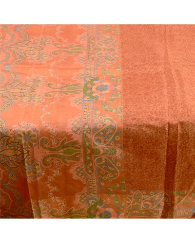 Sanskriti Vintage Brown Sarees Pure Silk Printed Sari Floral Soft Craft Fabric, PR-56483-Brown-Printed Floral Design-Pure Silk-4
