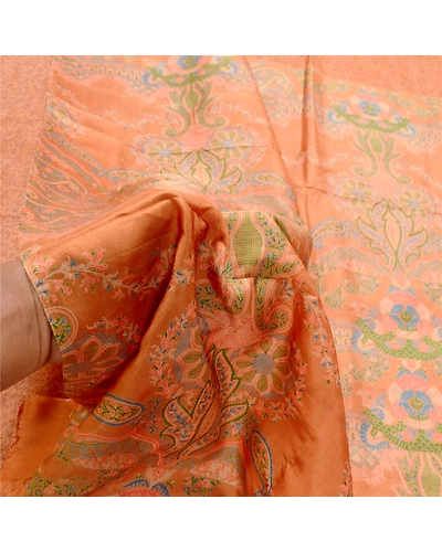 Sanskriti Vintage Brown Sarees Pure Silk Printed Sari Floral Soft Craft Fabric, PR-56483-Brown-Printed Floral Design-Pure Silk-6