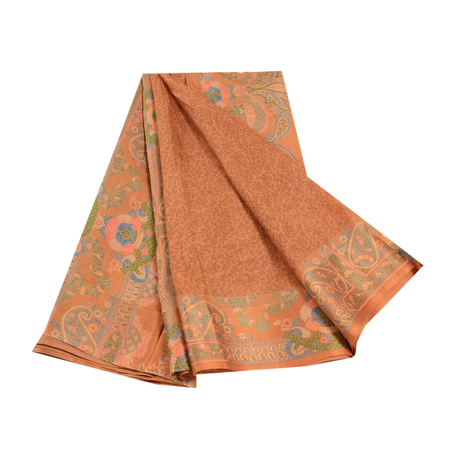 Sanskriti Vintage Brown Sarees Pure Silk Printed Sari Floral Soft Craft Fabric, PR-56483-Brown-Printed Floral Design-Pure Silk-7