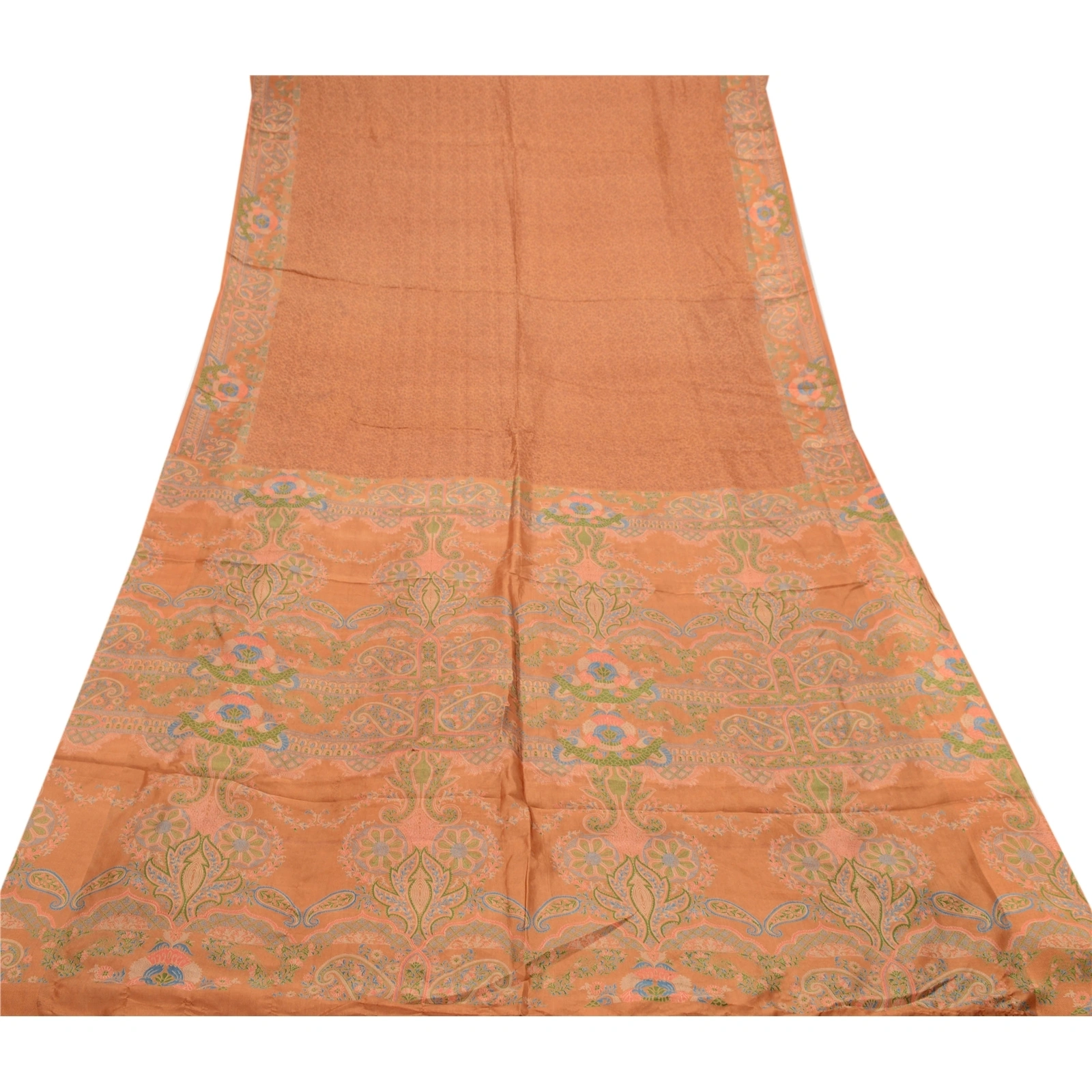 Sanskriti Vintage Brown Sarees Pure Silk Printed Sari Floral Soft Craft Fabric, PR-56483-Brown-Printed Floral Design-Pure Silk-8