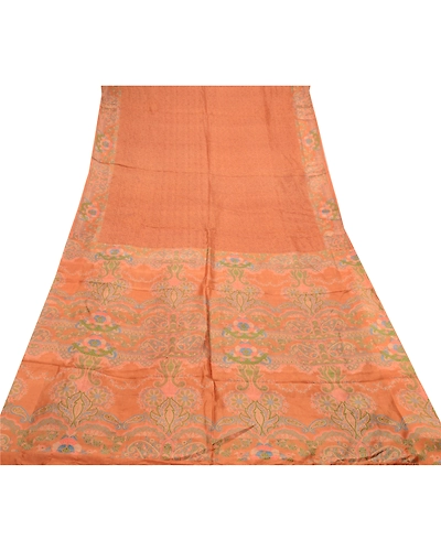 Sanskriti Vintage Brown Sarees Pure Silk Printed Sari Floral Soft Craft Fabric, PR-56483-Brown-Printed Floral Design-Pure Silk-8
