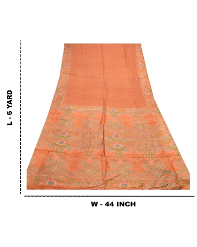 Sanskriti Vintage Brown Sarees Pure Silk Printed Sari Floral Soft Craft Fabric, PR-56483-Brown-Printed Floral Design-Pure Silk-9