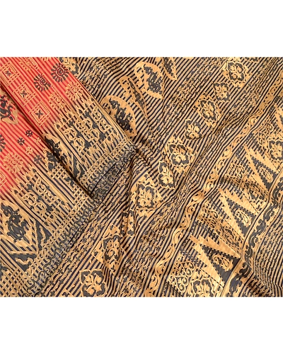 Sanskriti Vintage Red Sarees Art Silk Painted Printed Sari Soft 5Yd Craft Fabric, PR-56487-Red-Printed Floral Design-Art Silk-1