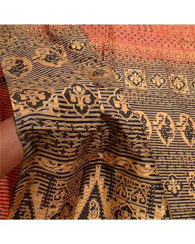 Sanskriti Vintage Red Sarees Art Silk Painted Printed Sari Soft 5Yd Craft Fabric, PR-56487-Red-Printed Floral Design-Art Silk-5