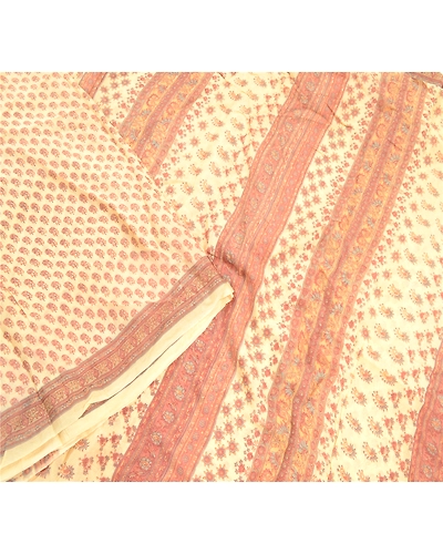 Sanskriti Vintage Dusty Pink Sarees Blend Silk Printed Sari Floral Craft Fabric, PR-56510-Dusty Pink-Printed Floral Design-Blend Silk-2