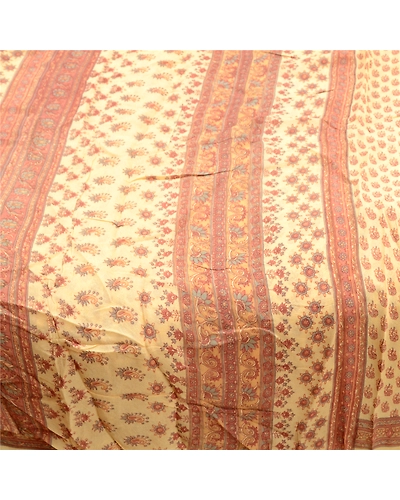 Sanskriti Vintage Dusty Pink Sarees Blend Silk Printed Sari Floral Craft Fabric, PR-56510-Dusty Pink-Printed Floral Design-Blend Silk-3