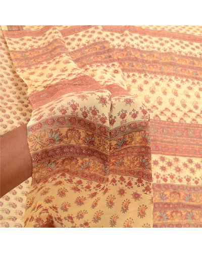 Sanskriti Vintage Dusty Pink Sarees Blend Silk Printed Sari Floral Craft Fabric, PR-56510-Dusty Pink-Printed Floral Design-Blend Silk-5