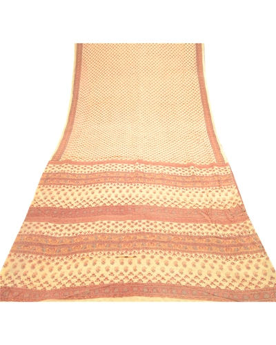Sanskriti Vintage Dusty Pink Sarees Blend Silk Printed Sari Floral Craft Fabric, PR-56510-Dusty Pink-Printed Floral Design-Blend Silk-7