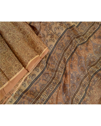 Sanskriti Vintage Green Sarees Pure Silk Floral Printed Sari 5Yd Craft Fabric, PR-56735-Green-Printed Floral Design-Pure Silk-2