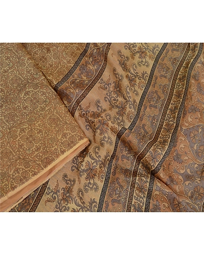 Sanskriti Vintage Green Sarees Pure Silk Floral Printed Sari 5Yd Craft Fabric, PR-56735-Green-Printed Floral Design-Pure Silk-3