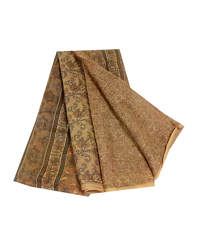 Sanskriti Vintage Green Sarees Pure Silk Floral Printed Sari 5Yd Craft Fabric, PR-56735-Green-Printed Floral Design-Pure Silk-7