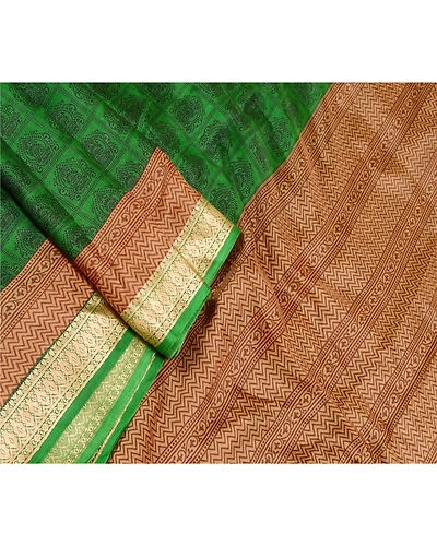 Sanskriti Vintage Green Sarees 100% Pure Silk Printed Sari Soft Sewing Fabric, PR-56740-Green-Printed Floral Design-Pure Silk-1