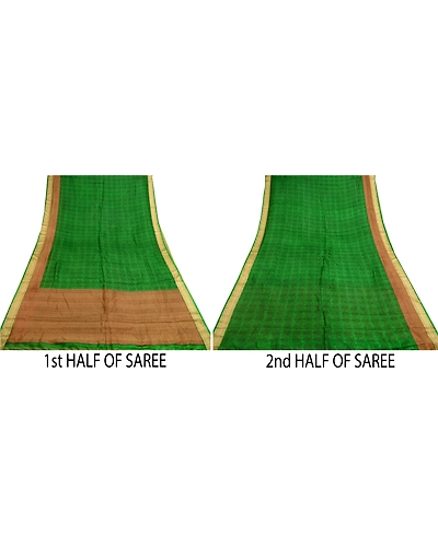 Sanskriti Vintage Green Sarees 100% Pure Silk Printed Sari Soft Sewing Fabric, PR-56740-Green-Printed Floral Design-Pure Silk-4