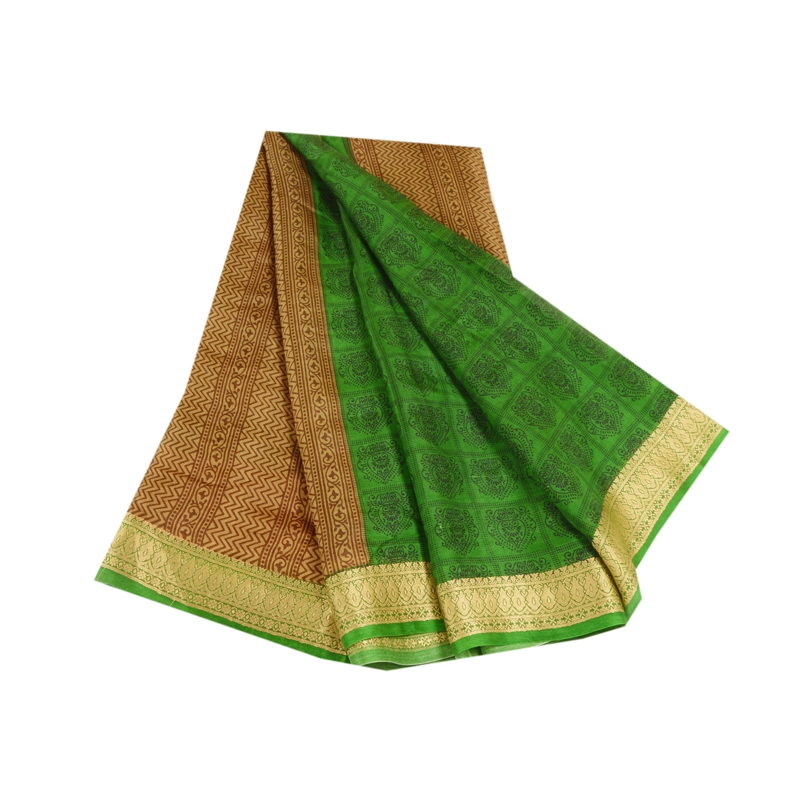 Sanskriti Vintage Green Sarees 100% Pure Silk Printed Sari Soft Sewing Fabric, PR-56740-Green-Printed Floral Design-Pure Silk-6