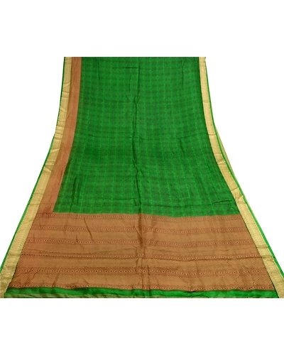 Sanskriti Vintage Green Sarees 100% Pure Silk Printed Sari Soft Sewing Fabric, PR-56740-Green-Printed Floral Design-Pure Silk-7