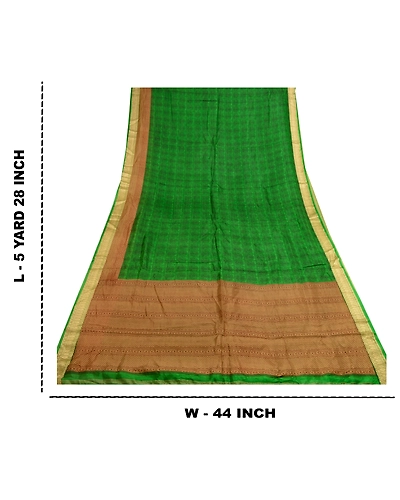Sanskriti Vintage Green Sarees 100% Pure Silk Printed Sari Soft Sewing Fabric, PR-56740-Green-Printed Floral Design-Pure Silk-8