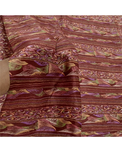 Sanskriti Vintage Dark Red Sarees Pure Silk Printed Sari 5Yd Soft Craft Fabric, PR-56777-Dark Red-Printed Floral Design-Pure Silk-5