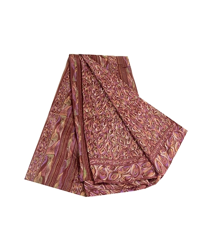 Sanskriti Vintage Dark Red Sarees Pure Silk Printed Sari 5Yd Soft Craft Fabric, PR-56777-Dark Red-Printed Floral Design-Pure Silk-6