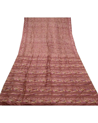 Sanskriti Vintage Dark Red Sarees Pure Silk Printed Sari 5Yd Soft Craft Fabric, PR-56777-Dark Red-Printed Floral Design-Pure Silk-7