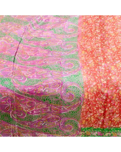 Sanskriti Vintage Red Sarees Pure Silk Printed Sari Soft Floral 5Yd Craft Fabric, PR-56801-Red-Printed Floral Design-Pure Silk-3