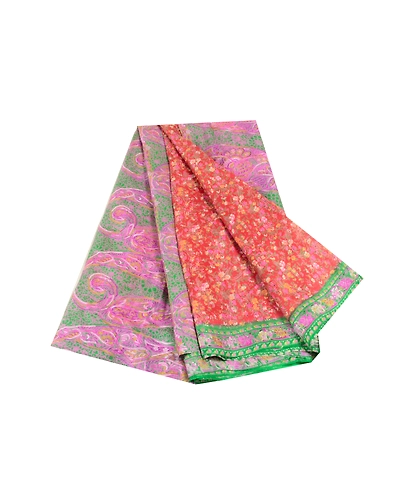 Sanskriti Vintage Red Sarees Pure Silk Printed Sari Soft Floral 5Yd Craft Fabric, PR-56801-Red-Printed Floral Design-Pure Silk-6
