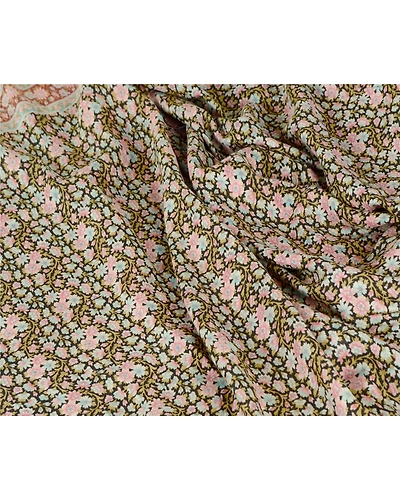 Sanskriti Vintage Black Sarees Blend Silk Printed Sari Floral 5Yd Craft Fabric, PR-56814-Black-Printed Floral Design-Blend Silk-6