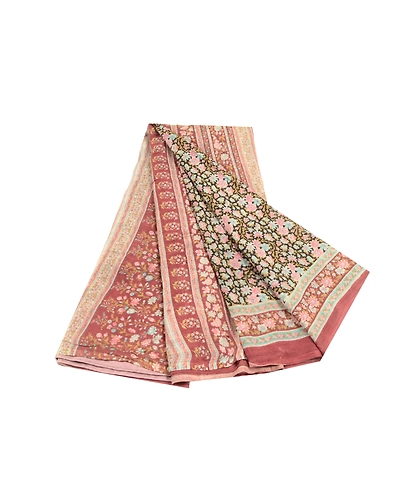 Sanskriti Vintage Black Sarees Blend Silk Printed Sari Floral 5Yd Craft Fabric, PR-56814-Black-Printed Floral Design-Blend Silk-7