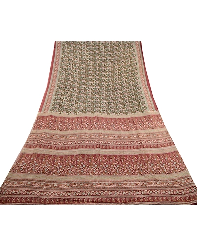 Sanskriti Vintage Black Sarees Blend Silk Printed Sari Floral 5Yd Craft Fabric, PR-56814-Black-Printed Floral Design-Blend Silk-8