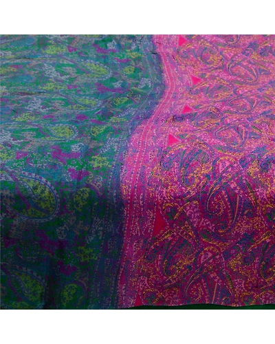 Sanskriti Vintage Purple Sarees 100% Pure Silk Printed Sari Floral Sewing Fabric, PR-57120-Purple-Printed Floral Design-Pure Silk-3