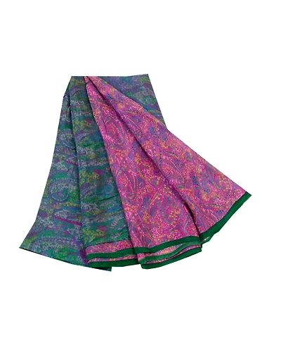 Sanskriti Vintage Purple Sarees 100% Pure Silk Printed Sari Floral Sewing Fabric, PR-57120-Purple-Printed Floral Design-Pure Silk-6