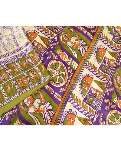 Sanskriti Vintage Purple Pure Silk Sarees Women Animal Printed Sari Craft Fabric, PR-57180-Purple-Printed Floral Design-Pure Silk-2