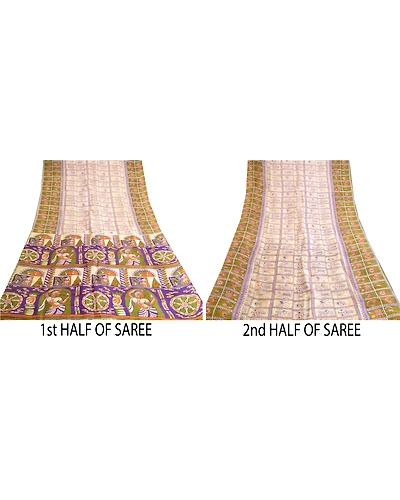 Sanskriti Vintage Purple Pure Silk Sarees Women Animal Printed Sari Craft Fabric, PR-57180-Purple-Printed Floral Design-Pure Silk-4