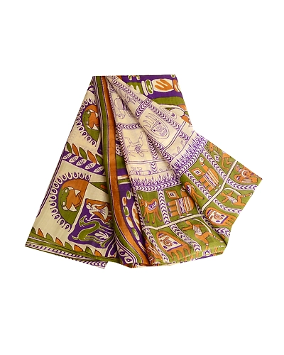 Sanskriti Vintage Purple Pure Silk Sarees Women Animal Printed Sari Craft Fabric, PR-57180-Purple-Printed Floral Design-Pure Silk-6