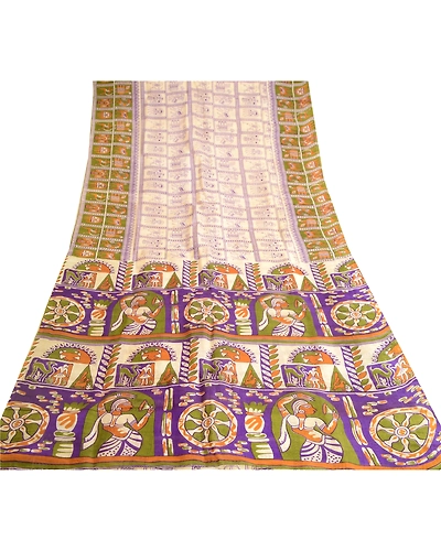 Sanskriti Vintage Purple Pure Silk Sarees Women Animal Printed Sari Craft Fabric, PR-57180-Purple-Printed Floral Design-Pure Silk-7