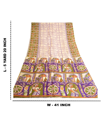 Sanskriti Vintage Purple Pure Silk Sarees Women Animal Printed Sari Craft Fabric, PR-57180-Purple-Printed Floral Design-Pure Silk-8