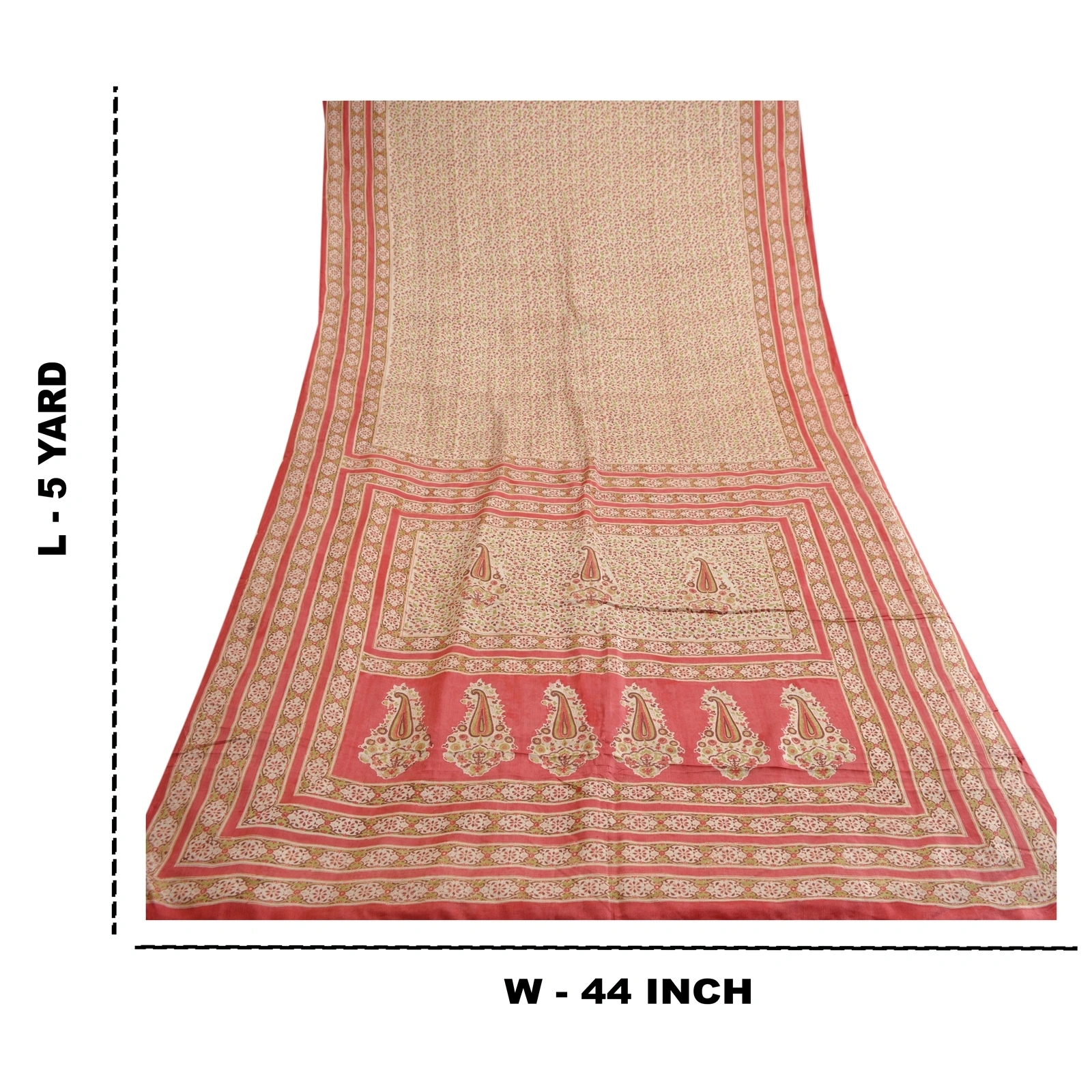 Sanskriti Vintage Red Indian Pure Silk Sarees Printed Sari Floral Craft Fabric, PR-57304-Red-Printed Floral Design-Pure Silk-8