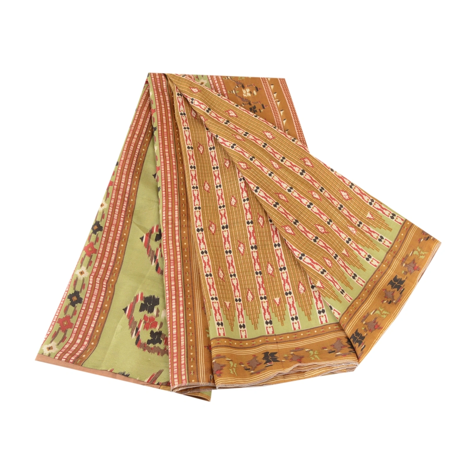 Sanskriti Vintage Brown Indian Pure Silk Sarees Printed Sari 5Yd Craft Fabric, PR-57314-Brown-Printed Floral Design-Pure Silk-6