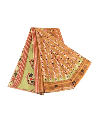 Sanskriti Vintage Brown Indian Pure Silk Sarees Printed Sari 5Yd Craft Fabric, PR-57314-Brown-Printed Floral Design-Pure Silk-6