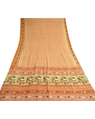 Sanskriti Vintage Brown Indian Pure Silk Sarees Printed Sari 5Yd Craft Fabric, PR-57314-Brown-Printed Floral Design-Pure Silk-7