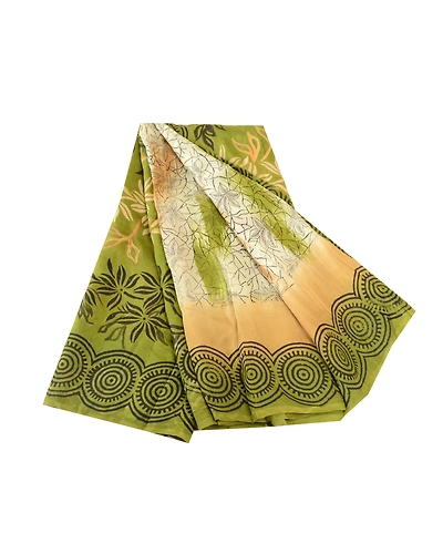 Sanskriti Vintage Green Indian Pure Silk Sarees Print Sari 5Yd Soft Craft Fabric, PR-57354-Green-Printed Floral Design-Pure Silk-6