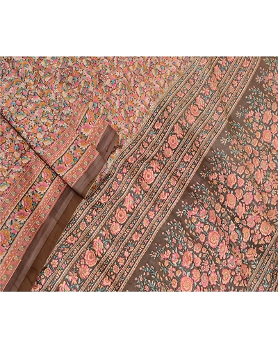 Sanskriti Vintage Red Indian Blend Silk Sarees Printed Sari Soft Craft Fabric, PR-57375-Red-Printed Floral Design-Blend Silk-1